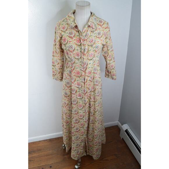 India Julia Amory Dress Womens 1 Floral Button Up Maxi Boho Tiered - Picture 4 of 8
